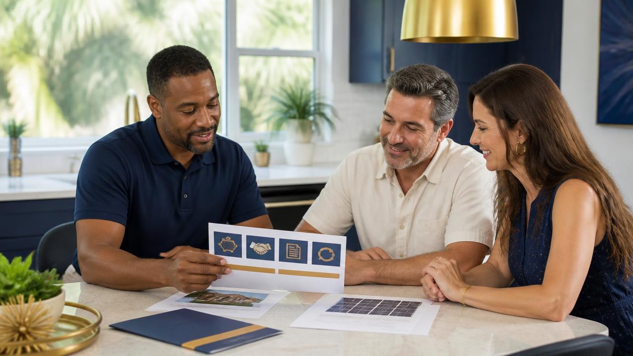 Solar specialist helping Florida homeowners compare cash, finance, lease and subscription options side by side